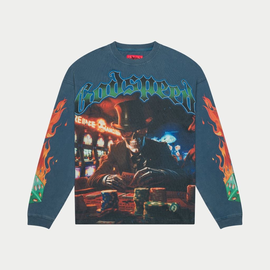 Godspeed Life is a Gamble Longsleeve Tee(Blue)