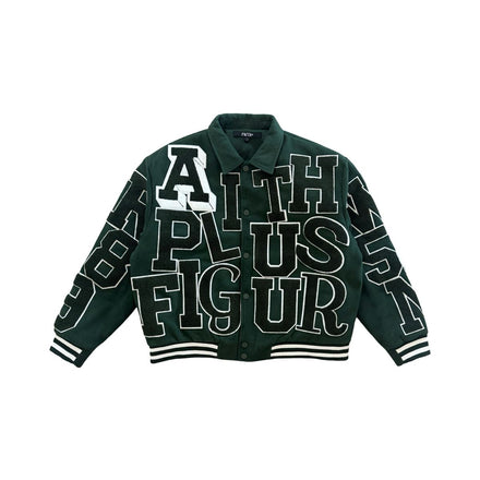 Faith and Figure Varsity Letterman Jacket Forest Green