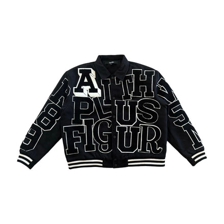 Faith and Figure Varsity Letterman Jacket Black