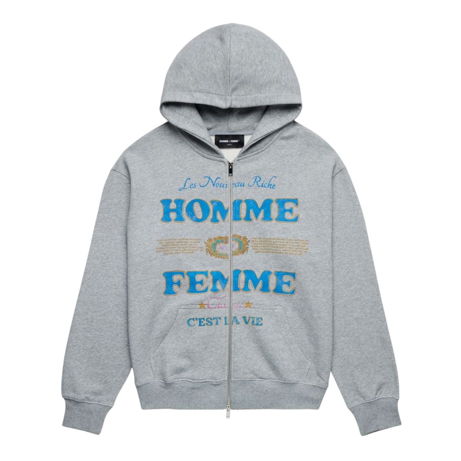 Homme Femme Nouveau Riche Zip Hoodie (Grey)