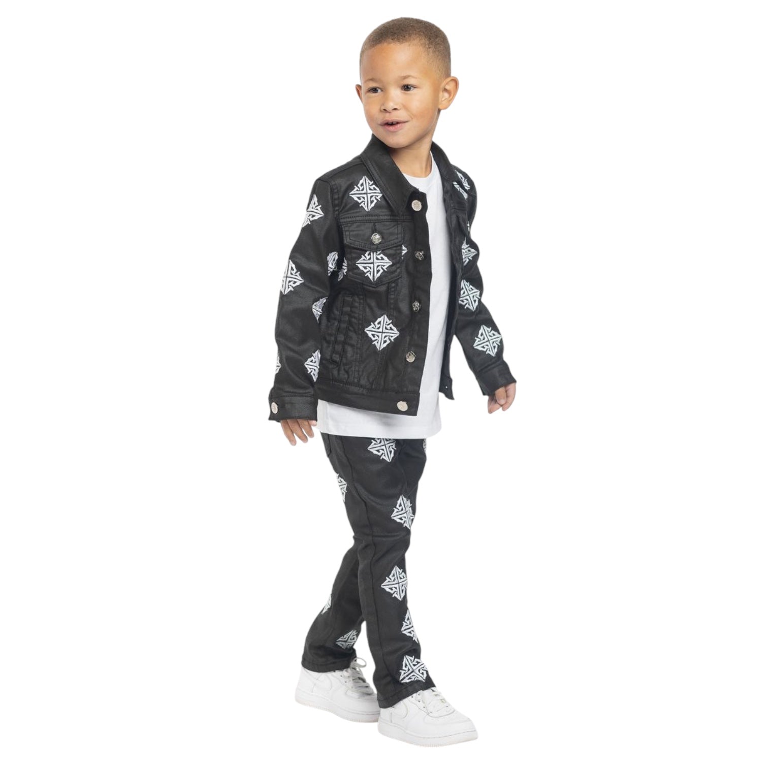 Guapi Obsidian Black/White Waxed Kids Denim Set